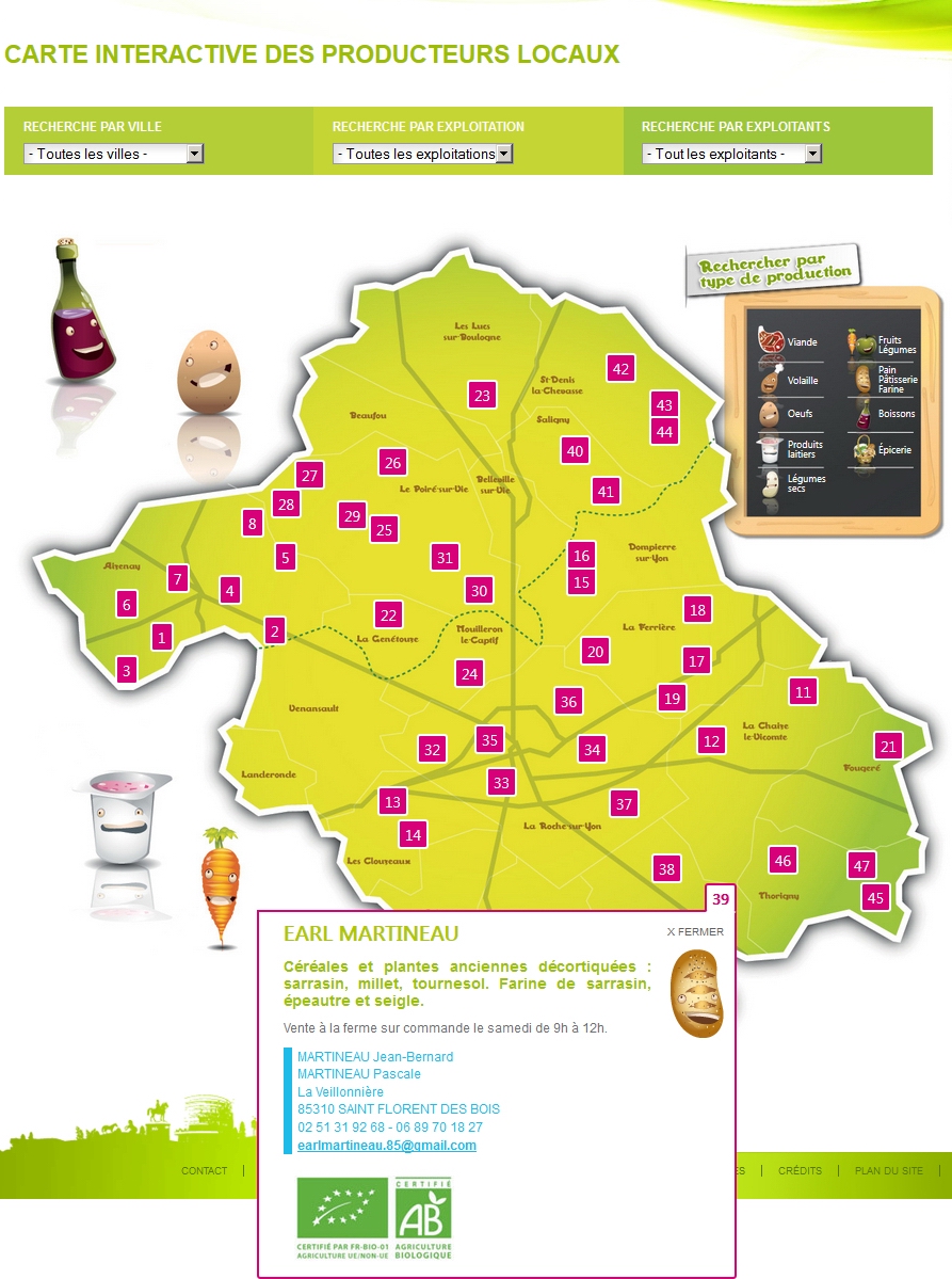 Carte interactive producteurs locaux